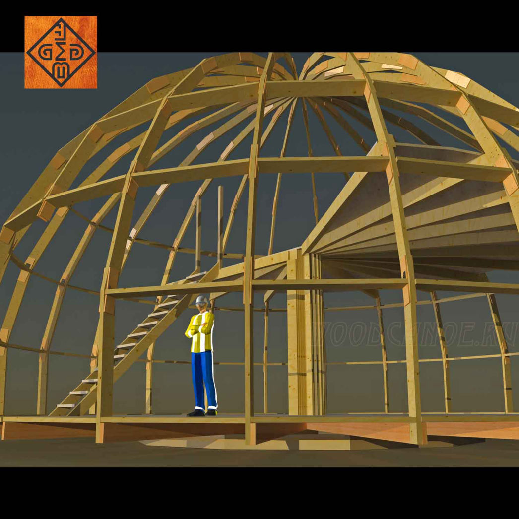 Купольный стратодезический дом 3D